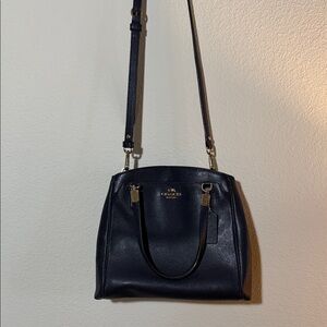 Coach Navy Leather Shoulder Bag
